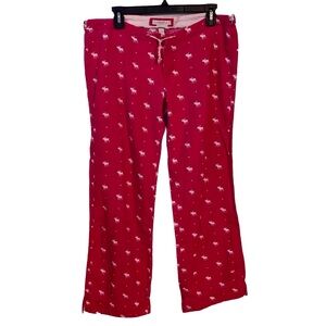 Vintage Abercrombie PJ Pajama Lounge Pants Logo Print Pink Drawstring Large